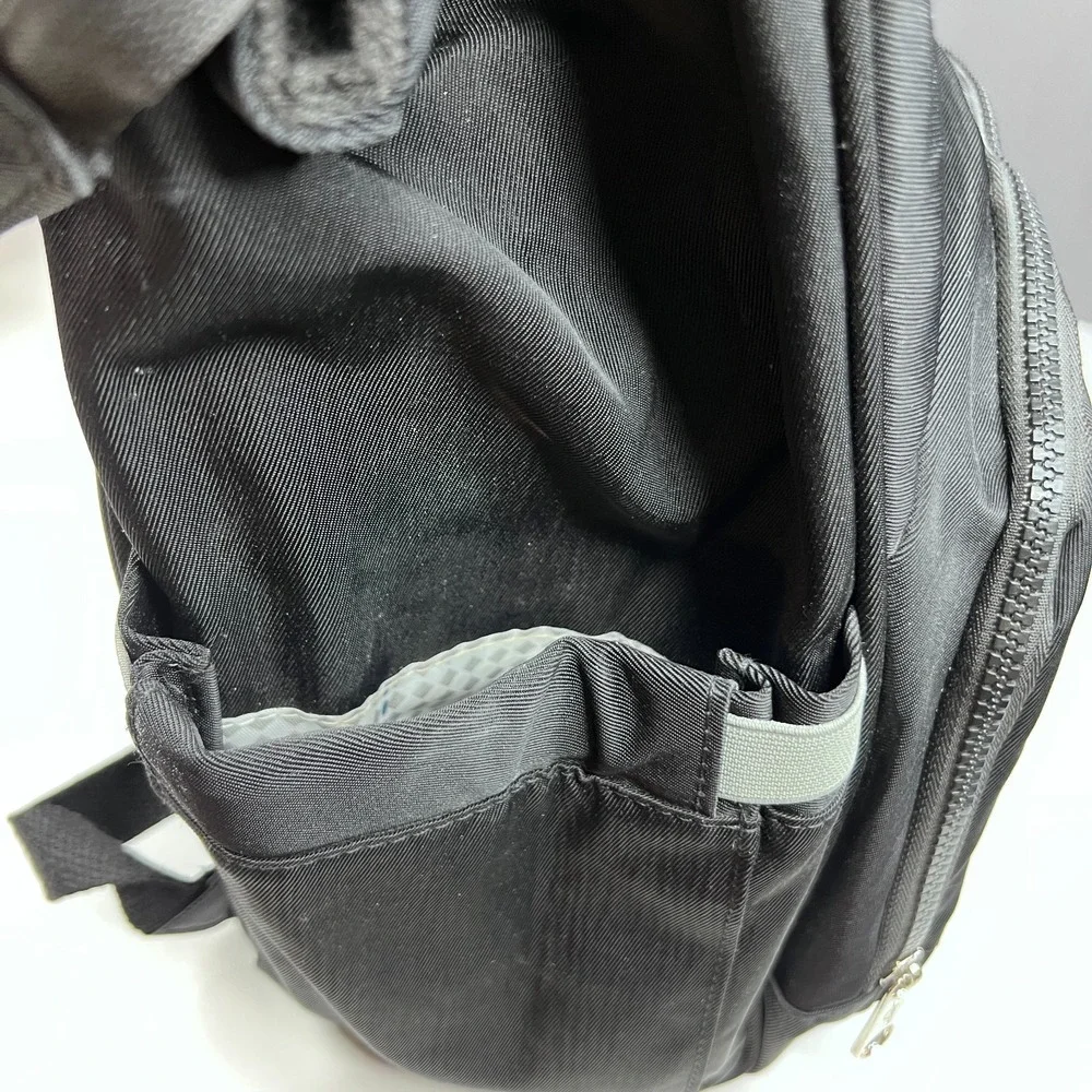 Kipling Audrie Black Nylon Diaper Bag Backpack Doctor Bag Opening w Monkey Charm